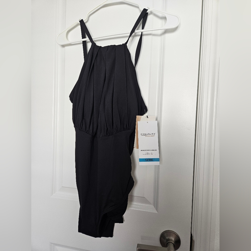 NWT Contours By Coco Reefs Shapemaker Halter One Piece Swimsuit Size 12/36C $142
